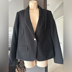 Karl Lagerfeld Paris - Black one button blazer with zipper accents 10
